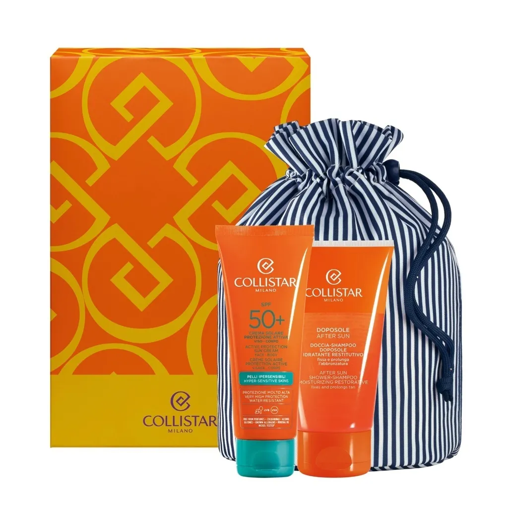 COLLISTAR CREMA SOLARE PROTEZIONE ATTIVA SPF50+ 100ML DOCCIA SHAMPOO DOPOSOLE 150ML POCHETTE