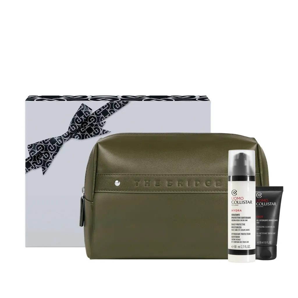 COLLISTAR UOMO IDRATANTE PROTETTIVO QUOTIDIANO 80ML GEL DETERGENTE ENERGIZZANTE VISO 30ML POCHETTE THE BRIDGE