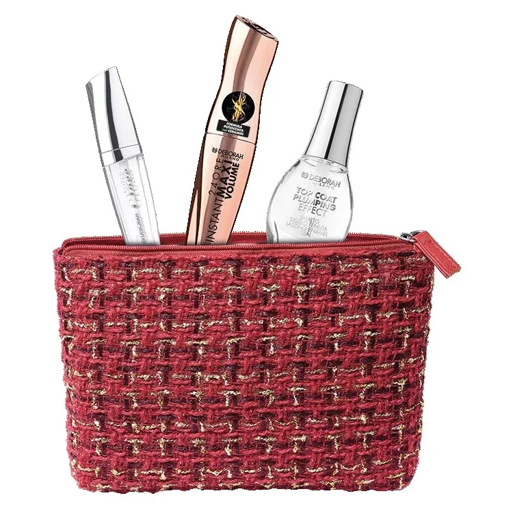 DEBORAH 09 Pochette foderata COLORE ROSSO mascara 24ORE INSTANT MAX VOL CERAMIDI Super Gloss  SMALTO GEL EFFECT TOP COAT